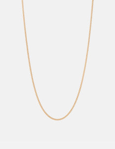 2mm Cuban Chain Necklace, Gold