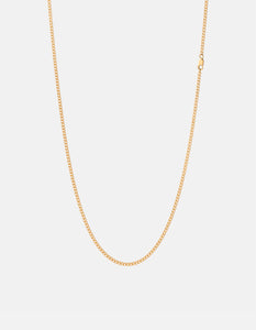 2mm Cuban Chain Necklace, Gold